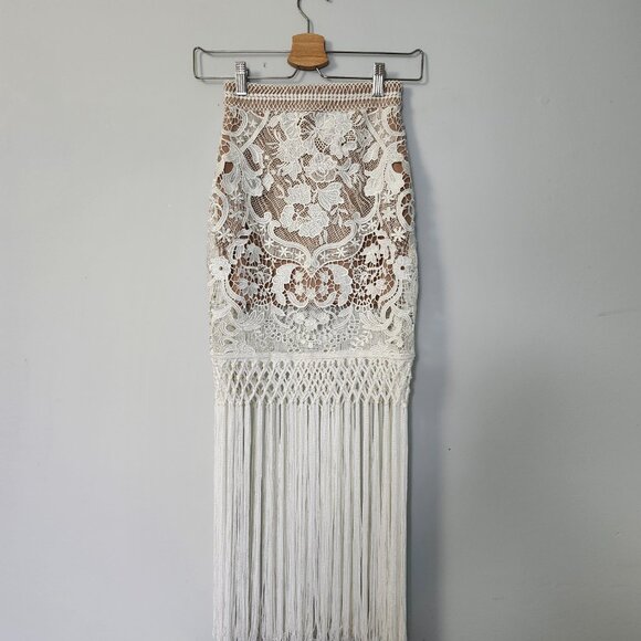 SELF-PORTRAIT | Looped Fringe Skirt - Picture 3 of 13